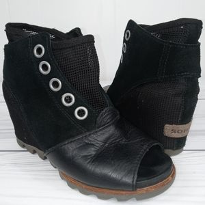 SOREL Joanie Mesh Wedge Suede Leather open toe